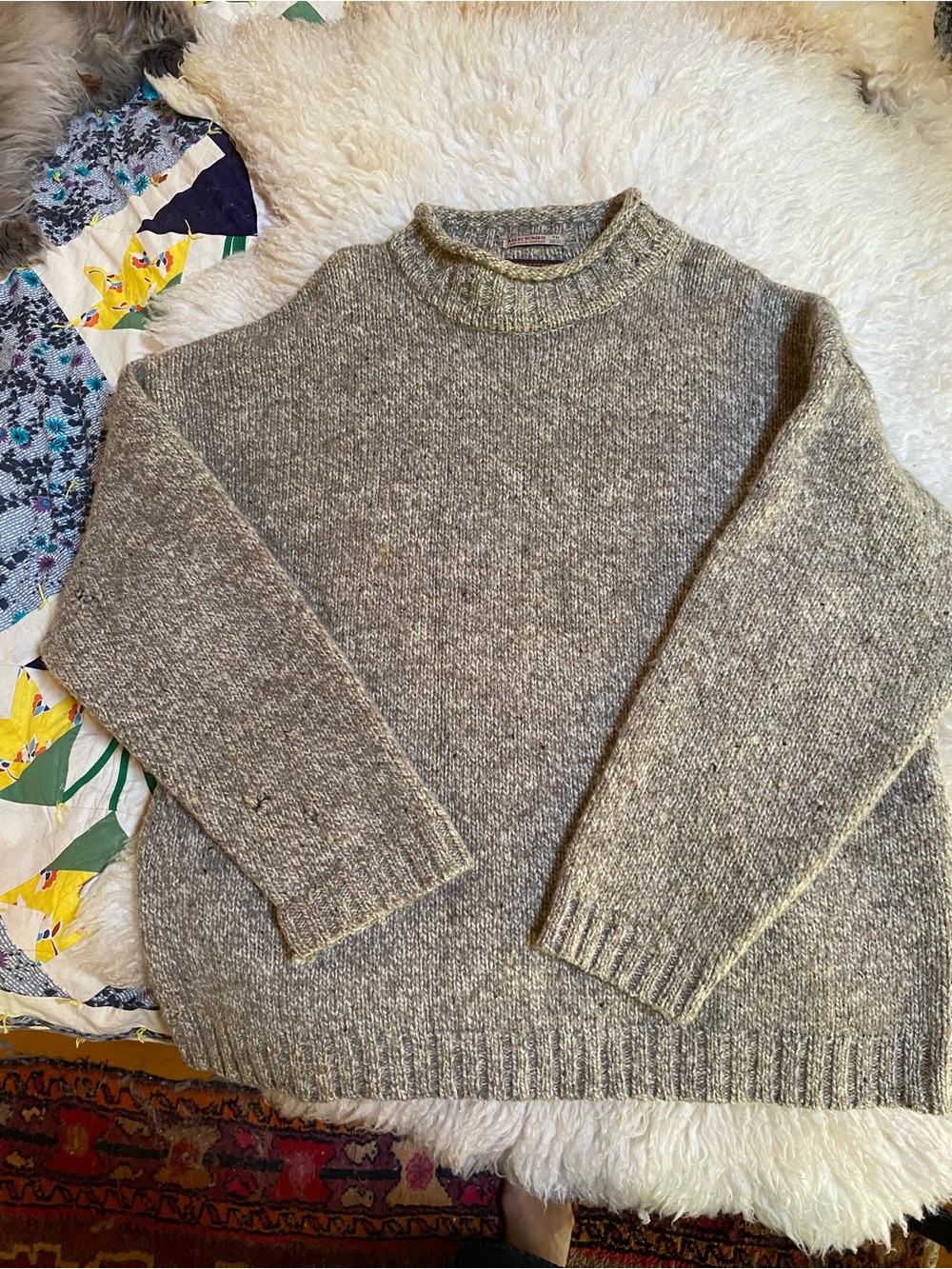 Vintage Abercrombie & Fitch Gray Shetland Wool Heather Roll Neck Sweater